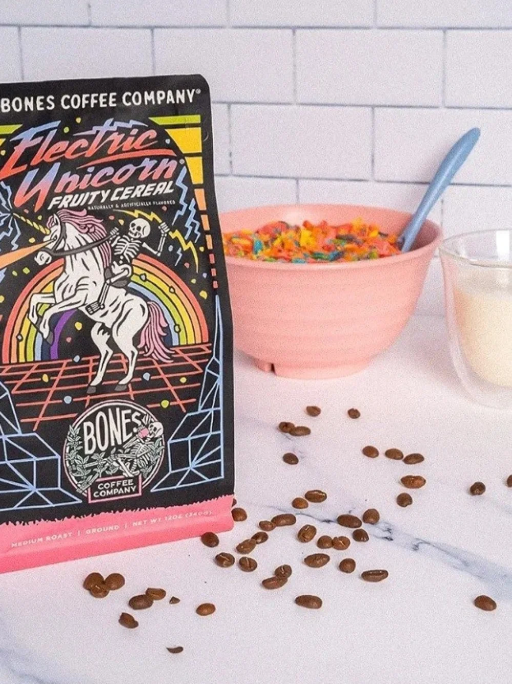 Bones Coffee Company Electric Unicorn Fruity Cereal Coffee - Black & Pink